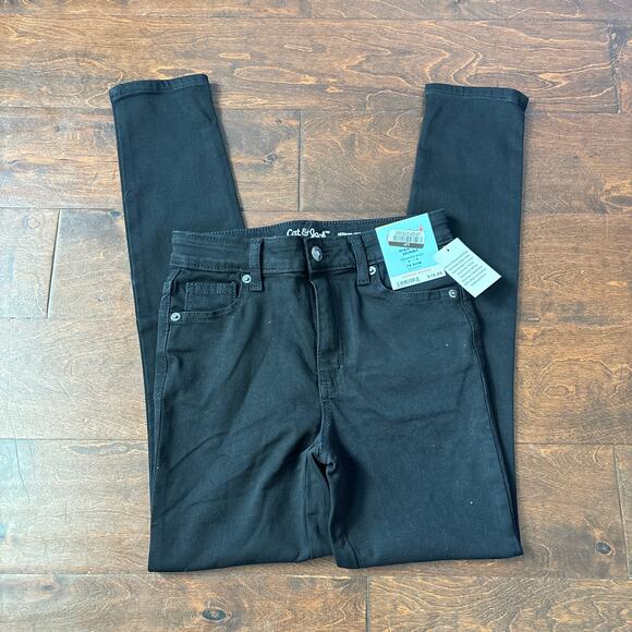 Cat and Jack Girls Skinny Jeans High Rise 14 Slim Ultimate Stretch Black Denim - Picture 1 of 5